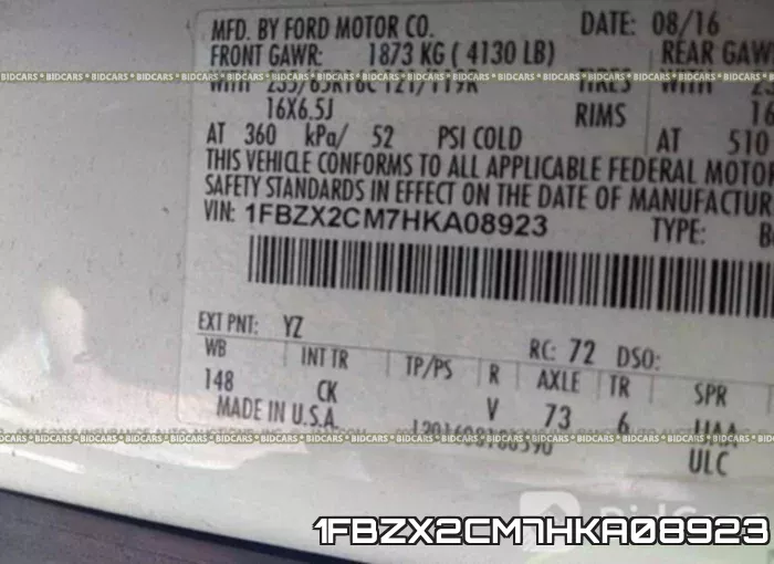 1FBZX2CM7HKA08923 фото 10