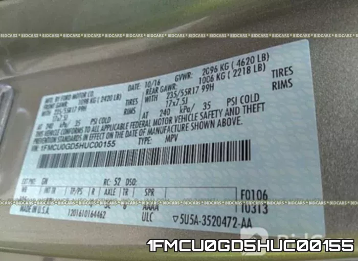 1FMCU0GD5HUC00155 фото 10
