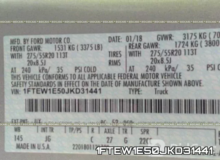 1FTEW1E50JKD31441 фото 10