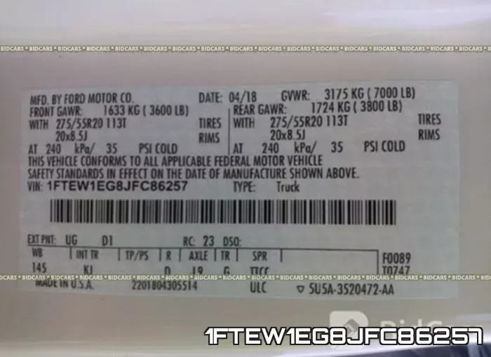 1FTEW1EG8JFC86257 фото 10