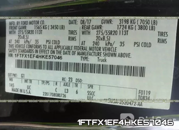 1FTFX1EF4HKE57046 фото 10