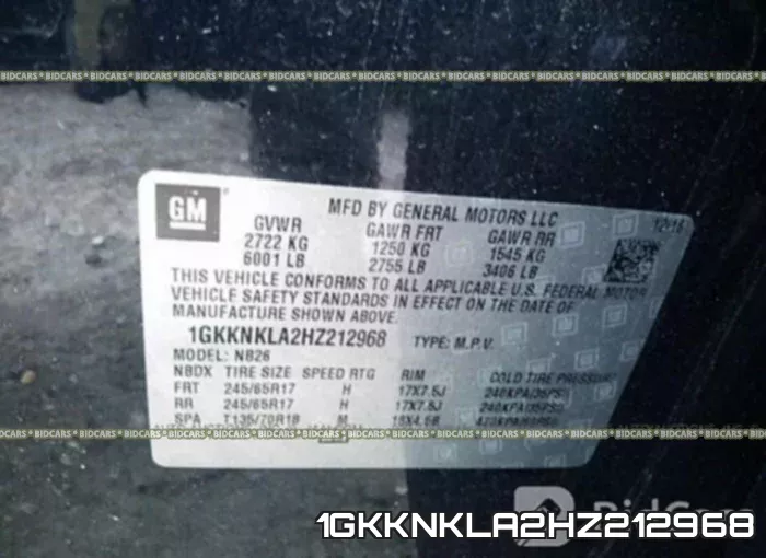 1GKKNKLA2HZ212968 фото 10