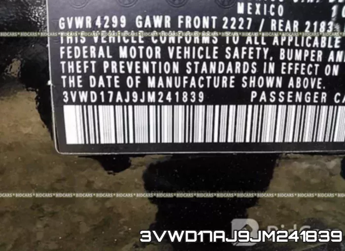 3VWD17AJ9JM241839 фото 10