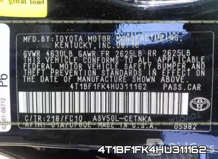 4T1BF1FK4HU311162 фото 10