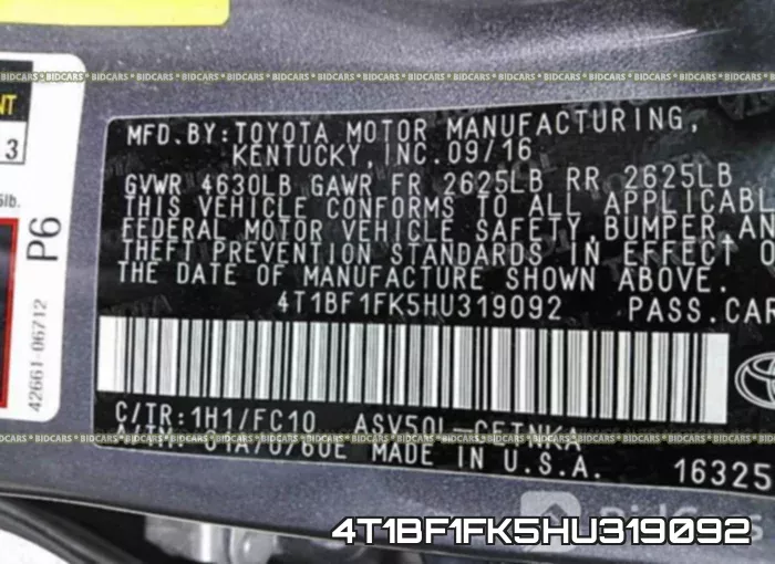 4T1BF1FK5HU319092 фото 10