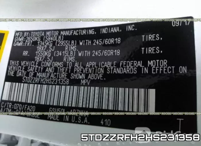 5TDZZRFH2HS231358 фото 10