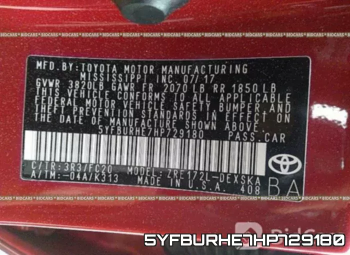 5YFBURHE7HP729180 фото 10