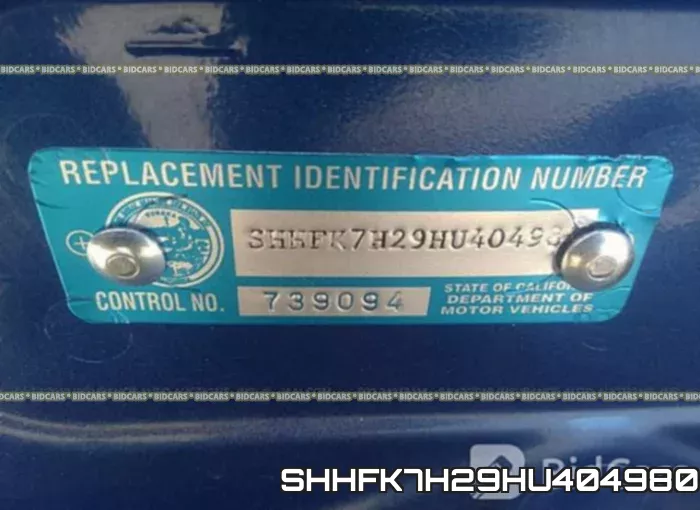 SHHFK7H29HU404980 фото 10