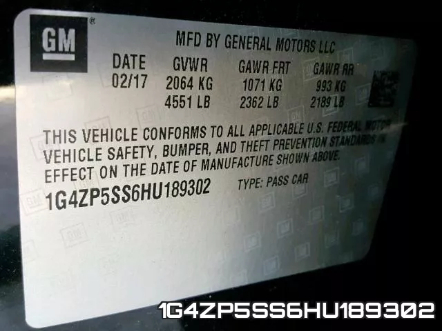 1G4ZP5SS6HU189302 фото 2