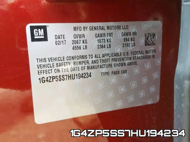 1G4ZP5SS7HU194234 фото 2