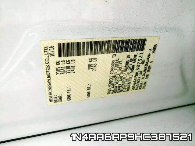1N4AA6AP9HC387521 фото 2