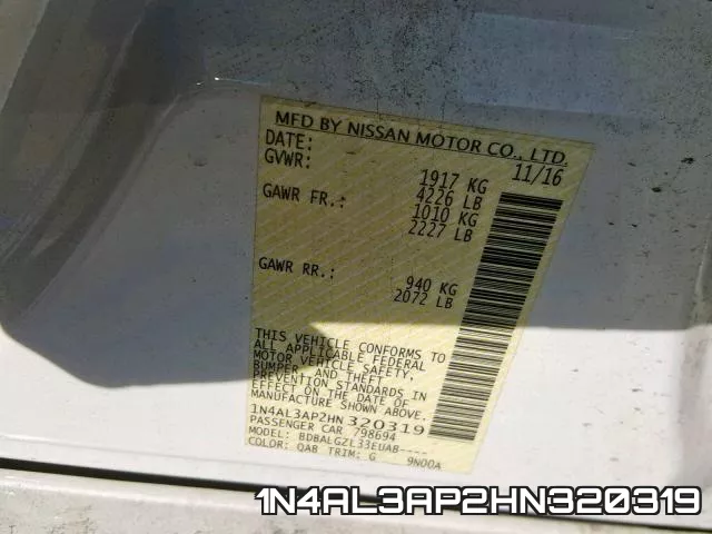 1N4AL3AP2HN320319 фото 2