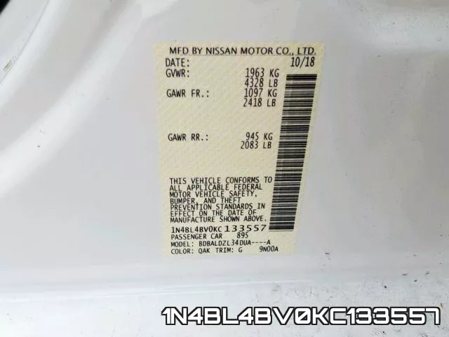 1N4BL4BV0KC133557 фото 2
