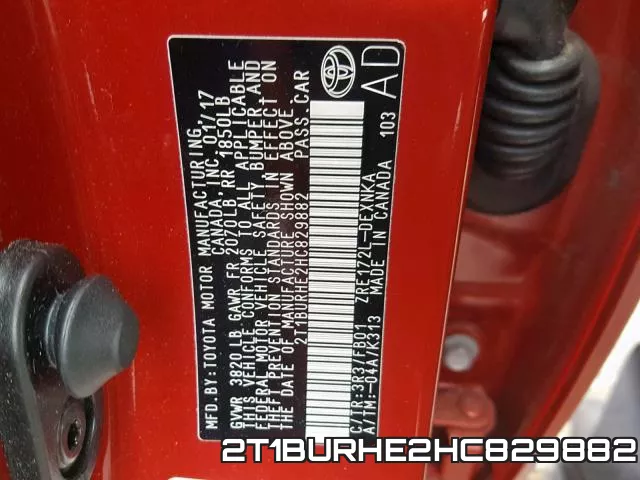 2T1BURHE2HC829882 фото 2