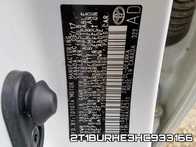 2T1BURHE3HC933166 фото 2