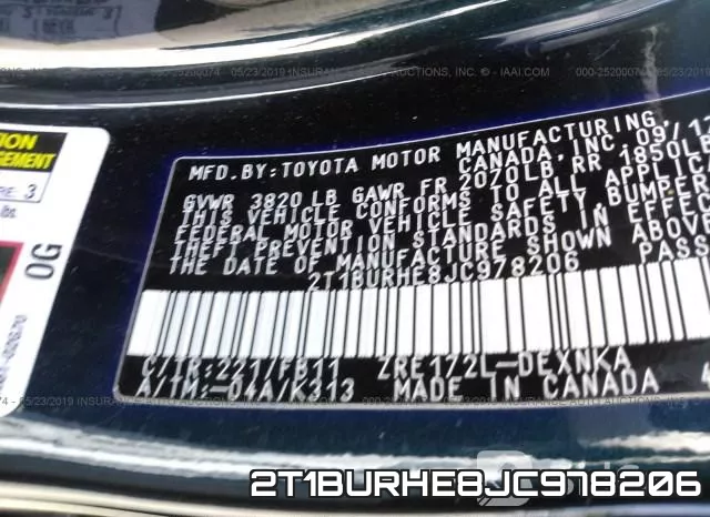 2T1BURHE8JC978206 фото 10