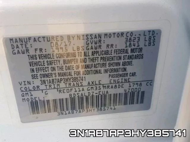 3N1AB7AP3HY385741 фото 2