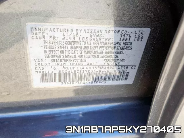 3N1AB7AP5KY270405 фото 2