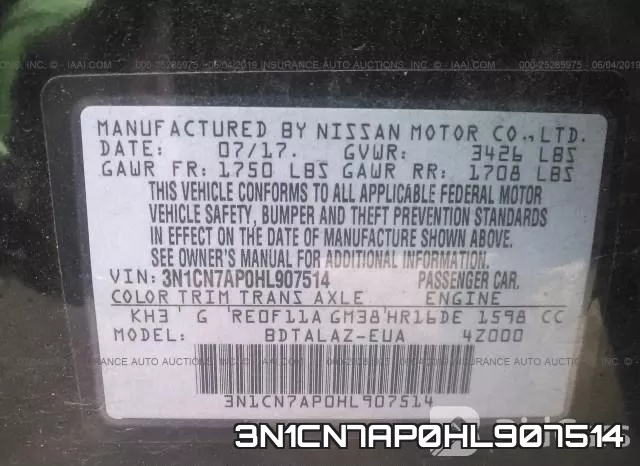 3N1CN7AP0HL907514 фото 9