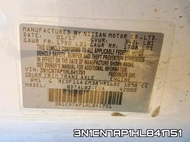 3N1CN7AP1HL841751 фото 2