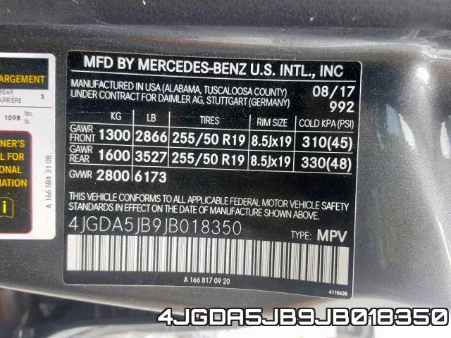 4JGDA5JB9JB018350 фото 2