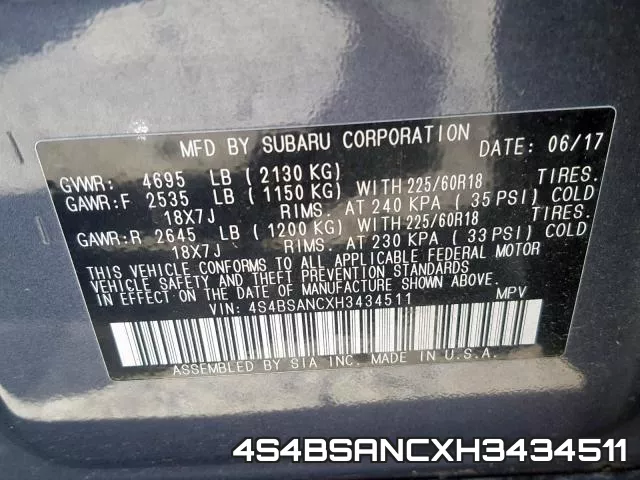 4S4BSANCXH3434511 фото 2