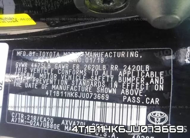 4T1B11HK6JU073669 фото 10