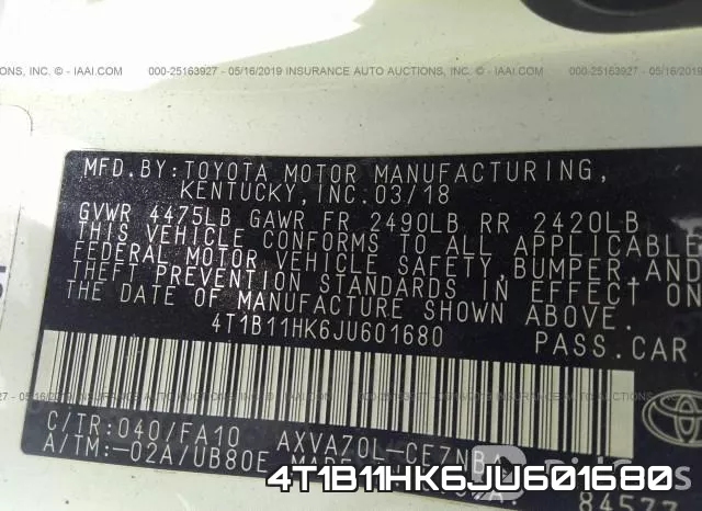 4T1B11HK6JU601680 фото 10