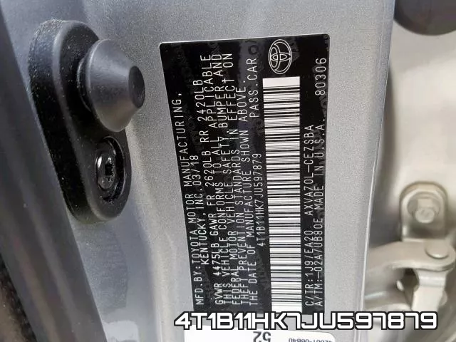 4T1B11HK7JU597879 фото 2