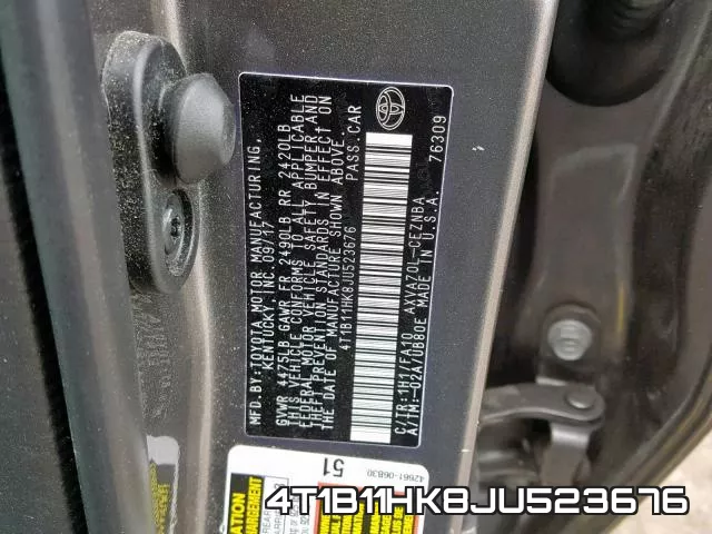 4T1B11HK8JU523676 фото 2