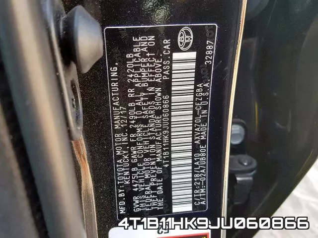 4T1B11HK9JU060866 фото 2