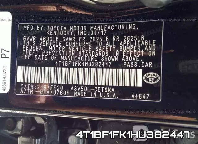 4T1BF1FK1HU382447 фото 10