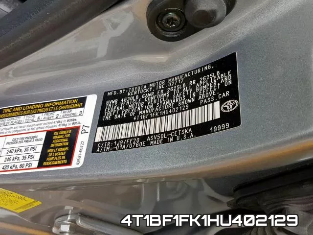 4T1BF1FK1HU402129 фото 2