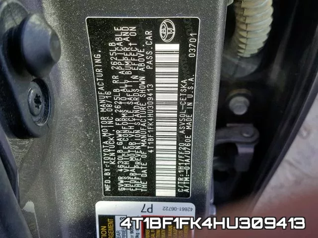 4T1BF1FK4HU309413 фото 2