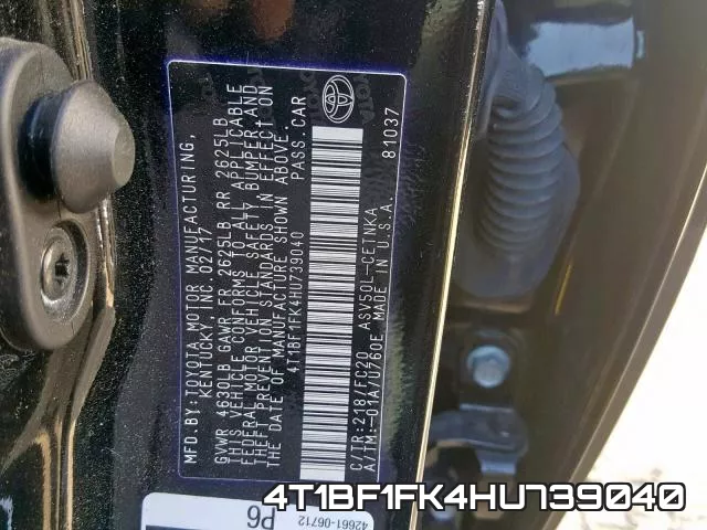 4T1BF1FK4HU739040 фото 2