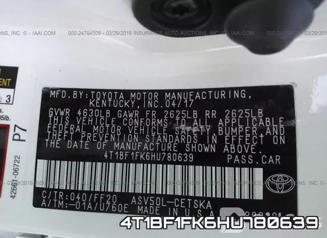 4T1BF1FK6HU780639 фото 10