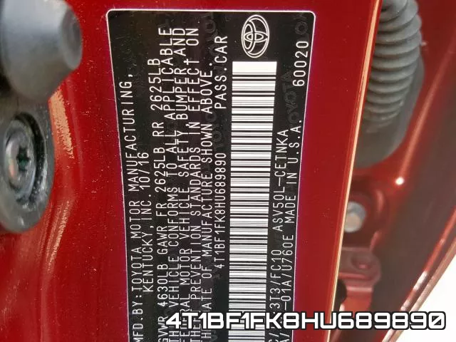 4T1BF1FK8HU689890 фото 2