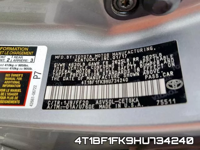 4T1BF1FK9HU734240 фото 2