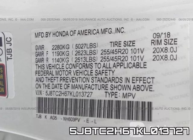 5J8TC2H67KL013727 фото 9