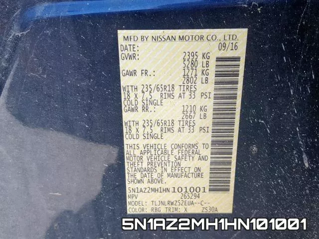 5N1AZ2MH1HN101001 фото 2
