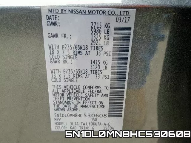 5N1DL0MN8HC530608 фото 2