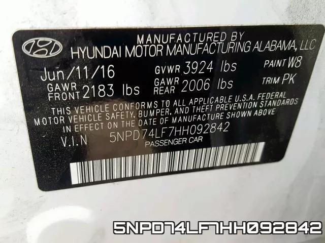 5NPD74LF7HH092842 фото 2