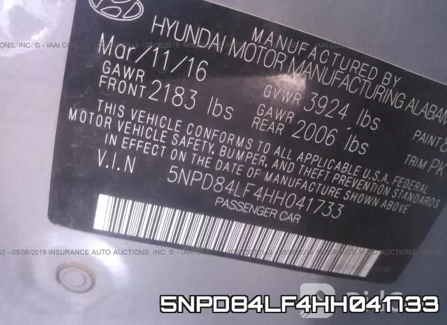 5NPD84LF4HH041733 фото 10