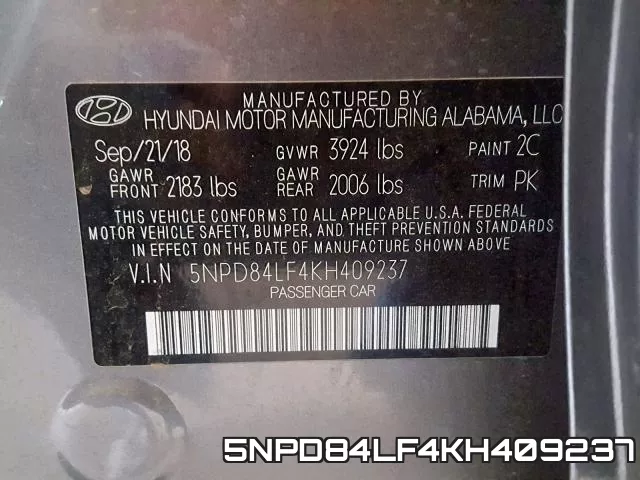 5NPD84LF4KH409237 фото 2