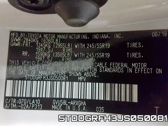 5TDDGRFH3JS050081 фото 2