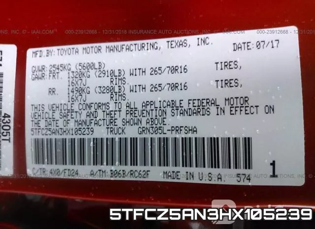 5TFCZ5AN3HX105239 фото 10