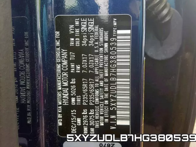 5XYZUDLB7HG380539 фото 2