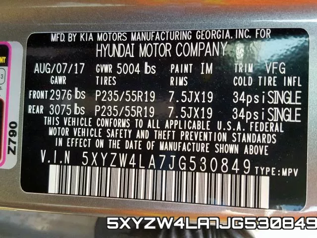 5XYZW4LA7JG530849 фото 2