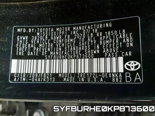 5YFBURHE0KP873600 фото 2