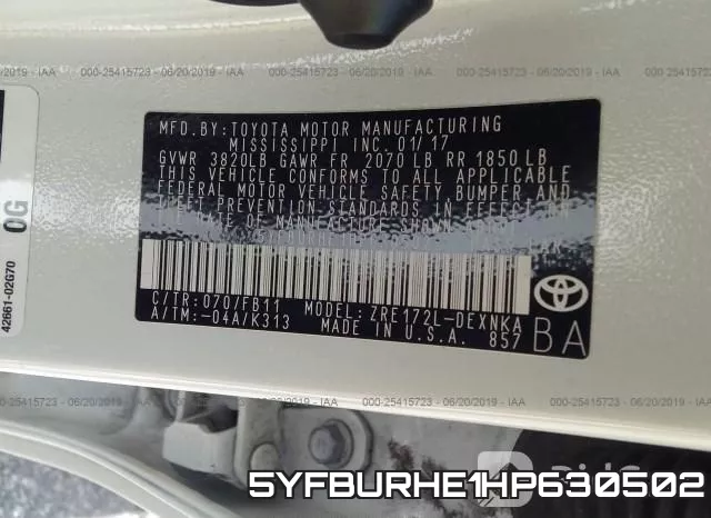 5YFBURHE1HP630502 фото 10